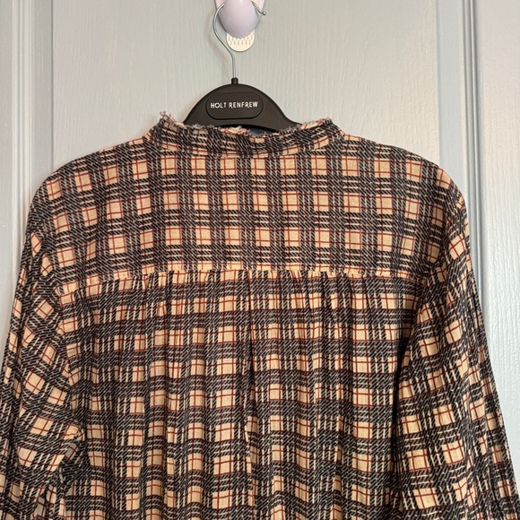 Free People FP One Plaid  Miles Tuxedo Shirt Tunic Flowy Women's Size Small READ - Picture 11 of 16